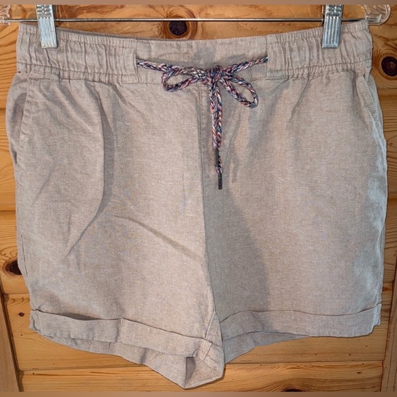 Eddie Bauer Women’s Linen Tan Shorts with Drawstring Medium - Picture 1 of 5